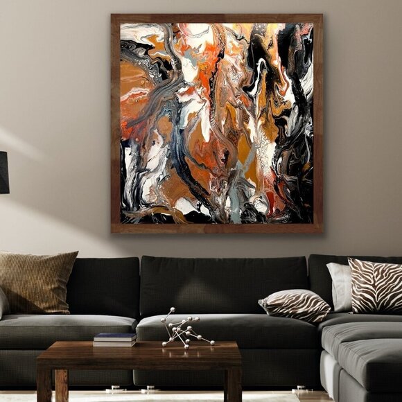 Large Hand Crafted Acrylic Abstract Painting Neutral Earth Tone Modern - Picture 1 of 11